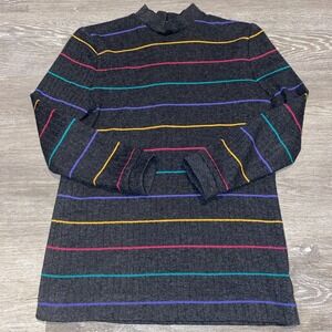 VINTAGE‎ HENRY LEE MOCK NECK LONG SLEEVE STRIPED WOMEN'S TOP BACK ZIPPER SIZE 6